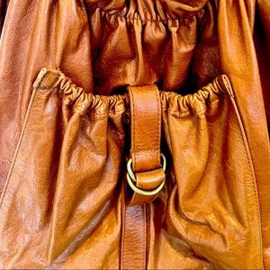 Not Rational Lizzie Bourbon Leather Lightweight Ruched Tote Bag